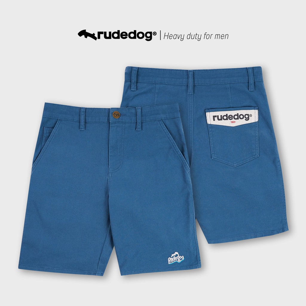 Rudedog กางเกงขาสั้นชาย รุ่น Labelling สีฟ้า #1