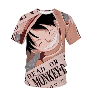 เสื้อยืดแขนสั้นลําลอง คอกลม ทรงหลวม พิมพ์ลายอนิเมะ One Piece Luffy around แฟชั่นฤดูร้อน สําหรับผู้ชาย และผู้หญิง