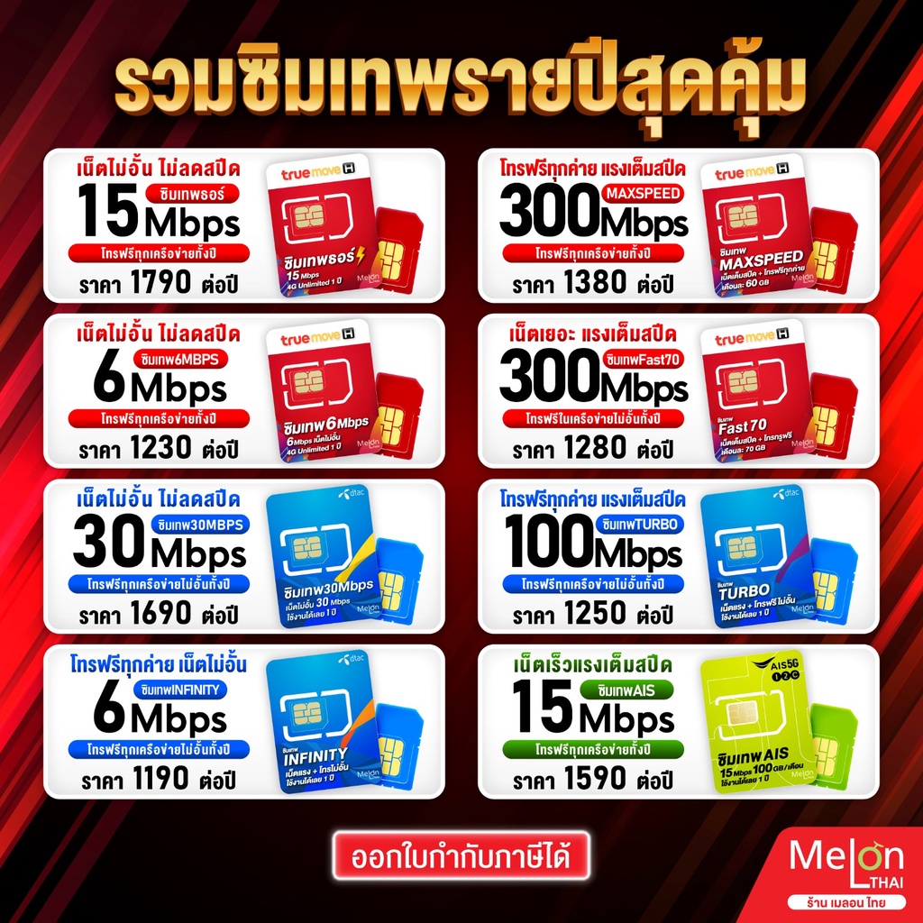 ซิมเทพ Sim Net True 4G Unlimit เน็ตไม่อั้น ความเร็วสูงสุด 10 Mbps / ซิม ...