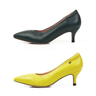 O&amp;B รองเท้าส้นสูงหนังแกะ รุ่น DIANA HEELS 2" in Lemon yellow,British green