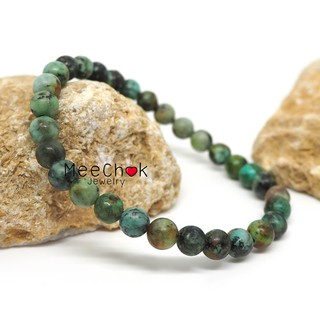 หินเทอร์ควอยซ์ แอฟริกา กำไลหิน African Turquoise 6 มิล พลอยสีขี้นก การเวก หินมงคล หินนำโชค หินสีฟ้า By.Meechok