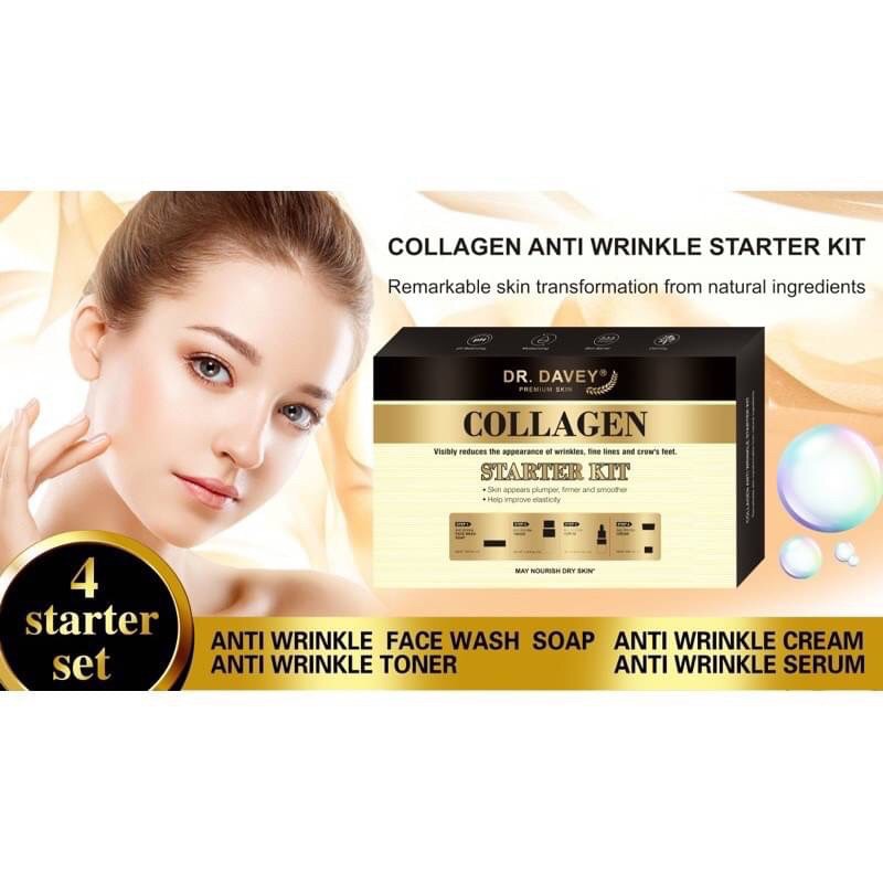 Dr. Davey Collagen Starter Kit, Anti Wrinkles, Reduces Fine Lines and Crow’s Feet, Set of 4