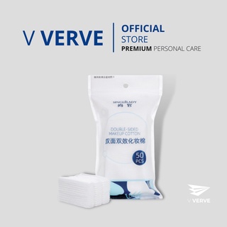 Verve - สำลีเช็ดหน้า ออแกนิค จำนวน 50 แผ่น สำลีเช็ดเครื่องสำอาง ลำสีผ้าฝ้าย 100% นุ่มไม่เจ็บหน้า นำเข้าจากสิงคโปร์