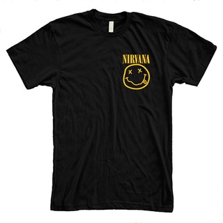 เสื้อโอเวอร์ไซ - MRL พิมพ์พ็อกเก็ต Nirvana โลโก้เสื้อ Unisex เสื้อยืดกิลแดนผ้าฝ้าย