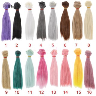 ☆Sl 15cm DIY Beautiful High-temperature Silk Straight Hair Wig Doll Accessories