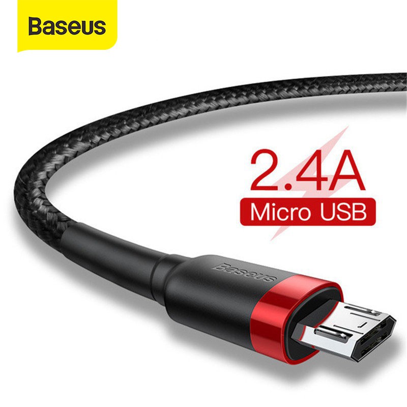 Baseus สายชาร์จโทรศัพท์มือถือ Micro USB 2.4A ชาร์จเร็ว สําหรับ Samsung J7 Redmi Note 5 Pro Android