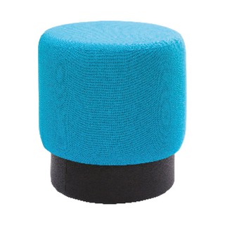 สตูลกลม ที่นั่งสีฟ้า ฐานหนังสีดำ เฟอร์ราเดค CY41 Round stool, blue seat, black leather base, Ferradec CY41