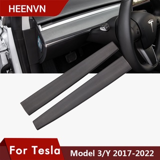 Tesla อุปกรณ์เสริมHeenvn For Tesla Model 3 2021 Carbon Fibre ABS New Car Center Console Trim Model Y 2022 Accessories Te