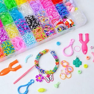 Jjiuad สร้อยข้อมือยางถัก 36 ช่อง สีรุ้ง ของเล่นเสริมการเรียนรู้เด็ก DIY