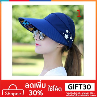 Hat female summer Korean sun hat travel outdoor sun hat collapsible sunscreen UV Hat หมวกกันน็อกดวงอาทิตย์เกาหลีดวงอาทิต