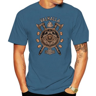 เสื้อยืดผ้าฝ้าย เสื้อยืด คอกลม พิมพ์ลาย Vikings Rise Valhalla Viking แฟชั่นฤดูร้อน สําหรับผู้ชาย