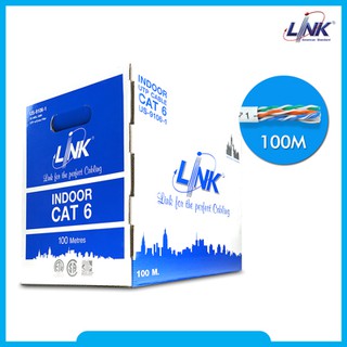 LINK สายแลนภายในอาคาร รุ่น US-9106-1 CAT6 UTP  INDOOR 23 AWG (250MHZ)