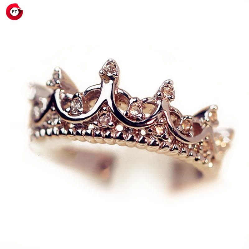 Womens Lady Girls Rhinestone Crystal Princess Queen Crown Finger Ring ...