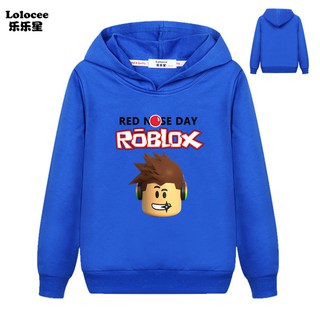 Roblox เสื้อโค้ทสเวตเตอร์ส ําหรับเด็กผู้ชายแขนยาวมีหมวกคลุม Size 100-160 ซม .