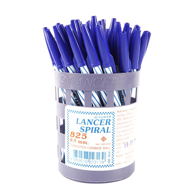 (12 ด้าม) ปากกา lancer spiral 825 ปากกาลูกลื่น 0.5 มม. หมึกสีน้ำเงิน/แดง/ดำ ปากกาแลนเซอร์ สไปรัล ปากกาเขียนดี (Ball poin