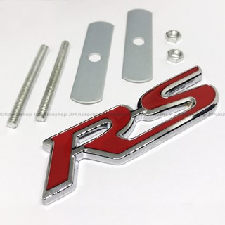 ป้ายโลโก้ โลหะ แบบมีน็อต Logo RS Racing อาร์เอส ติดกระจังหน้า แต่งรถซิ่ง สไตล์ญี่ปุ่น