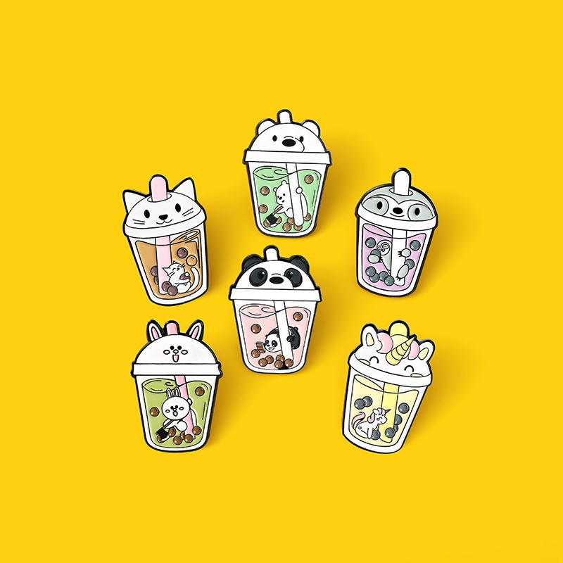 6 รูปแบบ การ์ตูนสัตว์ ถ้วย เคลือบ พินกระต่าย ยูนิคอร์น พินสลอธ พินแมว หมี แพนด้า พิน การ์ตูน เครื่องประดับ ของขวัญ