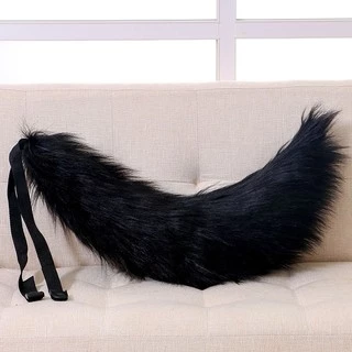 หางจิ้งจอก หมาป่า 70cm อ้วนๆ ฟูนุ่ม [พร้อมส่ง] แบบเข็มกลัด+ริบบิ้นมัดเอว