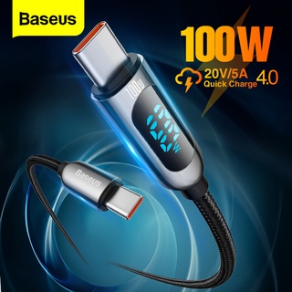 Baseus PD 100W USB C เป็น USB Type C สายชาร์จเร็ว สายชาร์จ USB-C Type-C USBC สายเคเบิล สําหรับ Xiaomi POCO X3 Pro Samsung