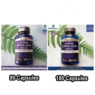 กรดอัลฟาไลโปอิก และไบโอติน Alpha Lipoic Acid plus Biotin Optimizer 600 mg - Piping Rock #ALA