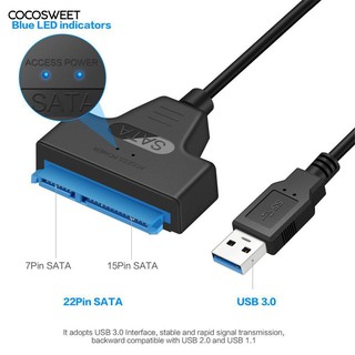 (COD)Cocosweet อะแดปเตอร์แปลงสายเคเบิ้ลฮาร์ดดิสก์ SSD USB 3.0 เป็น 22Pin SATA 2.5 นิ้ว