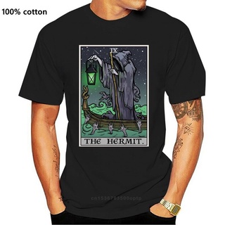 ขายดี เสื้อยืดคอกลม พิมพ์ลายไพ่ทาโรต์ The Hermit สไตล์โกธิค คลาสสิก เรโทร GPkmhc53HIijcl35