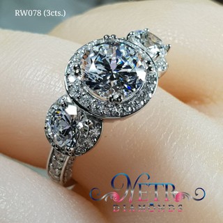 แหวนเพชร 3 กะรัตบ่าข้าง 80 ตัง เพชรเลียนแบบเพชรแท้ ทำจาก เพชร CZ, Cubic Zirconia หรือ เพชรโคลนนิ่ง ทำจากแร่สังเคราะห์ CZ