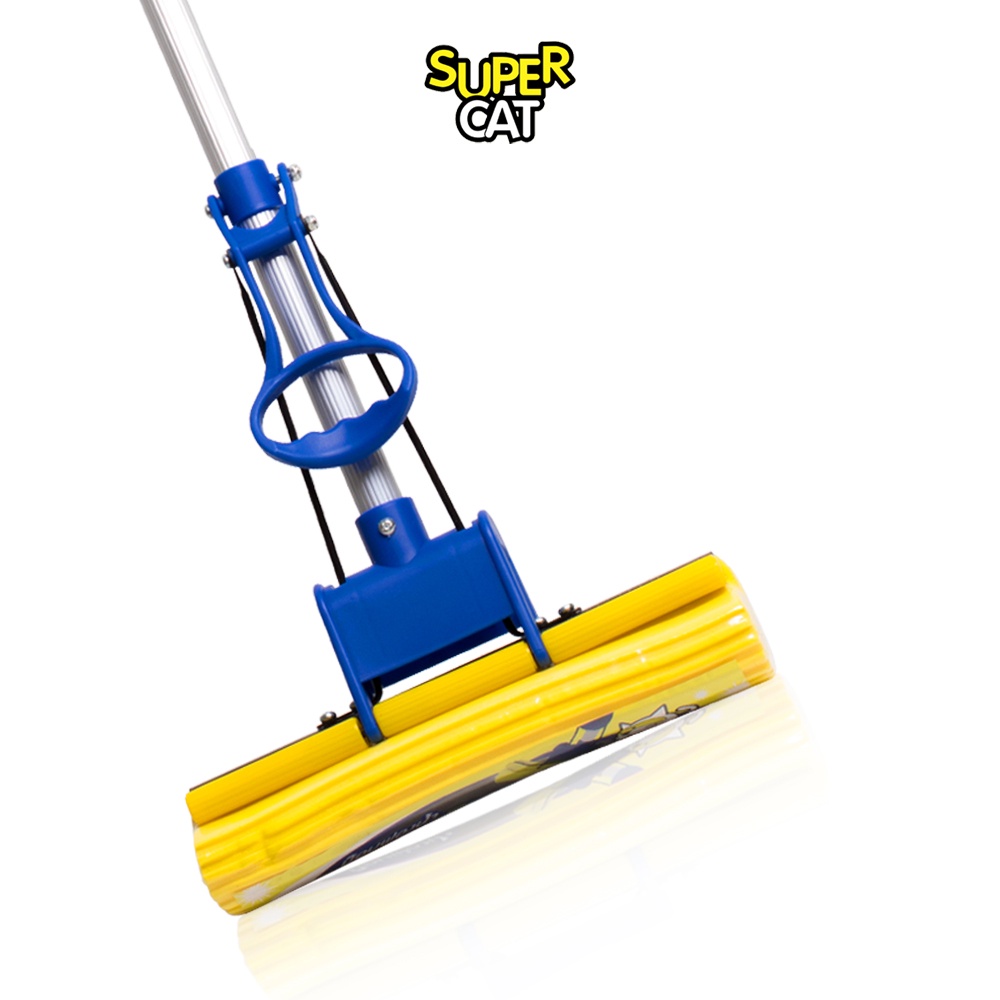 [2158] ม็อบฟองน้ำ PVA รุ่นแมวบิน SUPERCAT ด้ามอลูมิเนียม ปรับยาว-สั้นได้ ซับน้ำดี รีดน้ำสะอาด