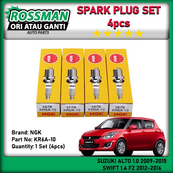 หัวเทียน NGK สําหรับ Suzuki Swift 1.4 , Alto 1.0 ( KR6A-10 ) 4 ชิ้น