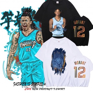 เสื้อแขนยาวบอลMorant same jersey men s Grizzlies JA Jia Xiaofeiren No. 12 American sports เสื้อยืดแขนสั้นสำหรับผู้ชายและ