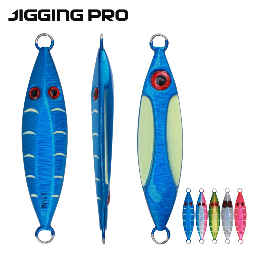 Jiggingpro Glow in the dark น้ําเค็มแนวตั้ง Jig 100g 150g 200g 250g 300g Speed Jigs ตะกั่ว Jigging Lure Hard เหยื่อปลอมเหยื่อตกปลา