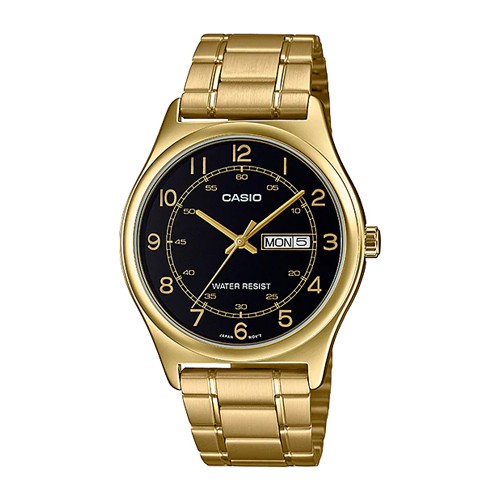 Casio Standard นาฬิกาข้อมือผู้ชาย สายสแตนเลส สีทอง รุ่น MTP-V006G-1BUDF,MTP-V006G-1B,MTP-V006G