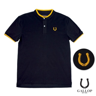 GALLOP : Mandarin Collar Tee เสื้อคอจีน ผ้าปิเก้ รุ่น GP9031 สีดำ