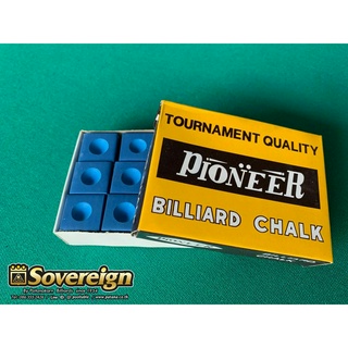 ชอล์คฝนหัวคิว สีฟ้า กล่องโหล(12ชิ้น) ยี่ห้อ PIONEER Tournament Quality