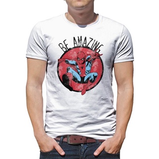 [S-5XL]เสื้อยืดผ้าฝ้าย พิมพ์ลาย Marvel Avengeruperhero Be Amazing Spider ER66WR12054 SD23WQ12242 NBF3F23R97R สไตล์คลาสสิ