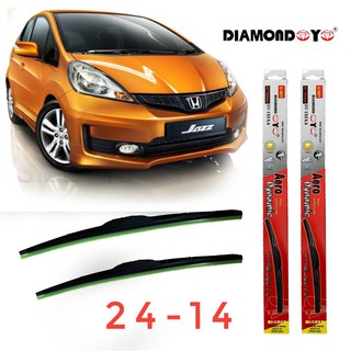 ที่ปัดน้ำฝน ใบปัดน้ำฝน ซิลิโคน ตรงรุ่น Honda Jazz 2008-2011 GE ไซส์ 24-14 ยี่ห้อ Diamond กล่องแดง