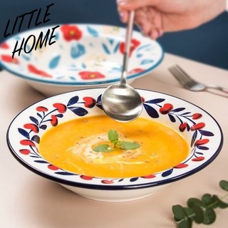 LITTLEHOME 999 จาน ชาม จานเซรามิค ชามเซรามิค จานเซรามิก จานกระเบื้อง ชามญึ่ปุ่น ชามสลัด จานสลัด ทรงลึก ขนาด 9 นิ้ว