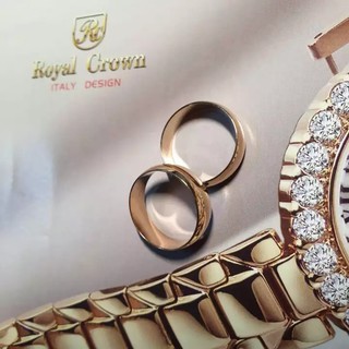 Royal Crown Jewelry Stainless Steel 316L แหวนชุบทองคำนาคสีพิ้งโกลด์อย่างดี เซตคู่รัก 2 วง