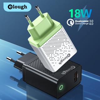 Elough อะแดปเตอร์ชาร์จเร็ว QC 4.0 3.0 USB 18W พร้อมแหวนไฟ สําหรับ Huawei Xiaomi