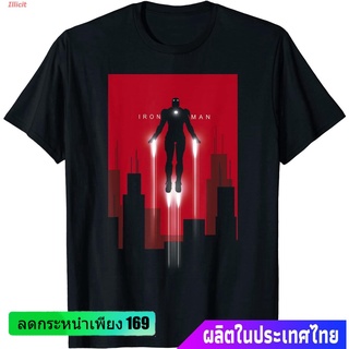 เสื้อยืดผ้าฝ้ายพิมพ์ลายเสื้อยืดกีฬา Marvel Iron Man In Flight Deco Art Style Graphic T-Shirt T-Shirt Short sleeve T-shir