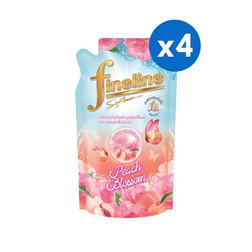 [4ชิ้น][ขายดี] Fineline ไฟน์ไลน์ ปรับผ้านุ่มแฮปปี้เนส กลิ่น พีชบลอสซั่ม 450 มล.