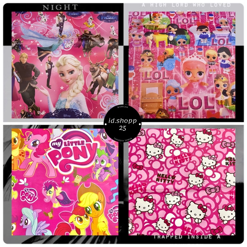 GLOSSY GIFT กระดาษ FROZEN PRINCESS HELLO KITTY LITTLE PONY LOL