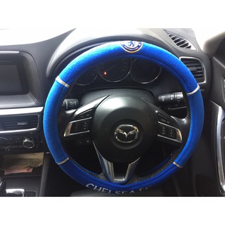 ลิขสิทธิ์แท้ เชลซี หุ้มพวงมาลัย รถยนต์ ทำจากผ้า สีน้ำเงิน Chelsea Car Steering Wheel Cover Blue Fabric