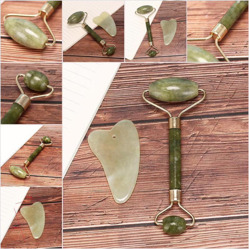 【Purpleredto】1 Set Massager Tool Natural Facial Jade Roller Face Thin