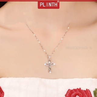 PLINTH จี้เงิน 925 สเตอร์ลิงกระดูกไหปลาร้าข้ามปีกนางฟ้าปีกกางเขน1413