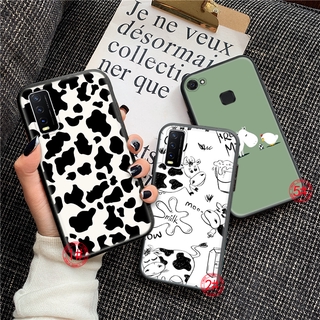 เคสโทรศัพท์มือถือลายการ์ตูนวัวสีขาวดําสําหรับ Vivo Y15 2020 Y19 V19 Y30 Y50X30 X50 Pro S7 Y20