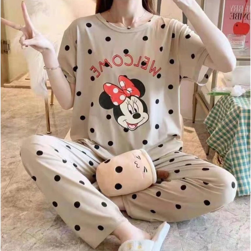 diaryชุดนอน*เสื้อยืดแขนสั้น+กางเกงขายาวขาจั๊มลายการ์ตูนน่ารัก(zud4) ราคา ถูกที่สุด ดีลบีเคเค แกลเลอรีภาพที่ 5