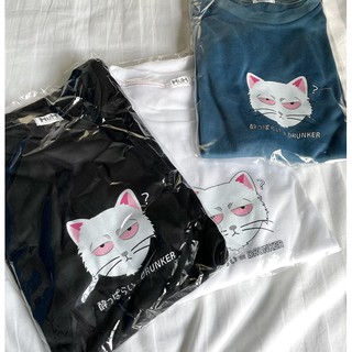 เสื้อยืด oversize ใส่สบาย  Huh_Clothing_CAT DRUNKER