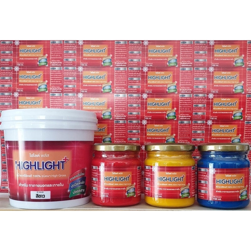 แม่สีน้ำอะคริลิคHIGHLIGHTPLUSชนิดเงาในตัว(เงามากทาแล้วไม่ต้องเคลือบเงา)