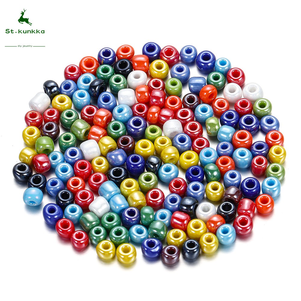 ลูกปัดแก้วกลมเมล็ดใหญ่  300-600ชิ้น/แพ็ค ขนาด3x4มม. สำหรับงานฝีมือ DIYเครื่องประดับ